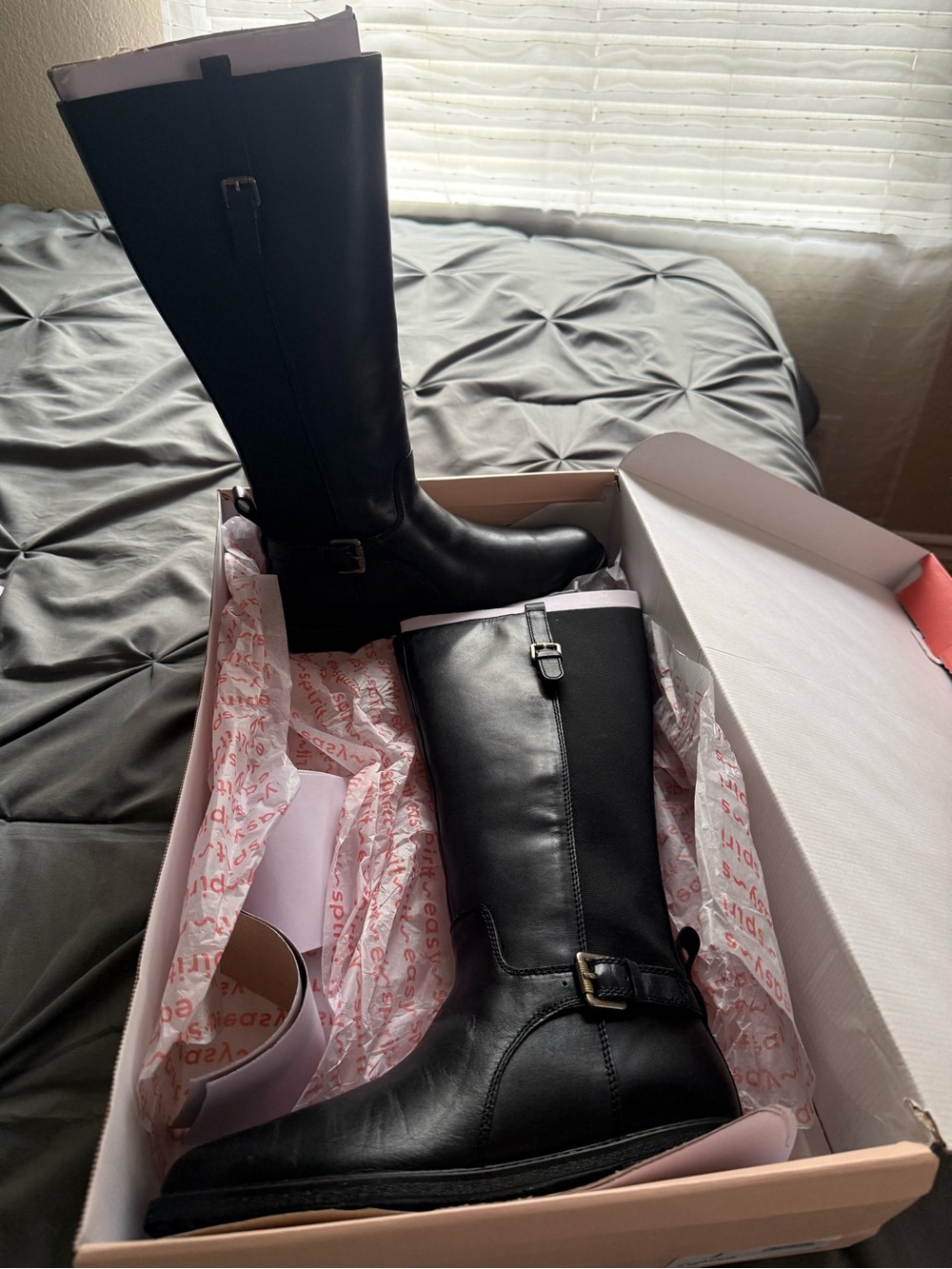 Easy Spirit Black Tall Riding Boots with Buckle Detail